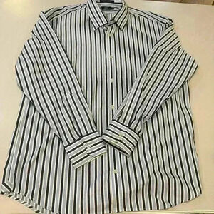 Lincs Blue Striped Long Sleeve Button Down Size XXL